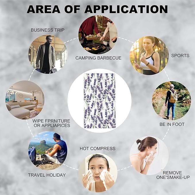 Lavender Hand Towel,Purple Flowers Hand Bath Towels Set of 2 Dish Towels Soft Absorbent Decorative Hand Towels for Bathroom Kitchen Yoga Home Decor 14 x 28 in