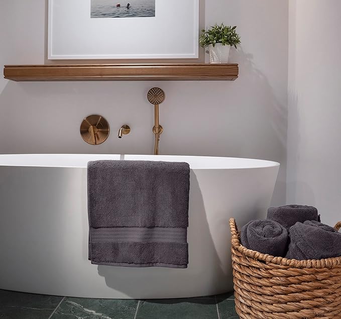 Fabdreams 100% Organic Cotton Bath Sheet Set of 2 700 GSM Oversized Towels Ultra Soft Plush Absorbent Durable Skin-Friendly Spa Hotel Premium Comfort Large 36 x 70 in Charcoal Black