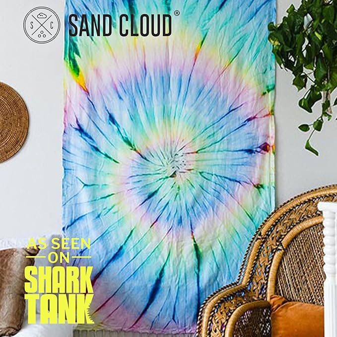 Sand Cloud Turkish Beach Towel - Sand Free - 100% Organic Turkish Cotton Yarn - Quick Dry Towel for Beach, Picnic Blanket or Throw - As Seen on Shark Tank - Tie Dye (Wanderlust)