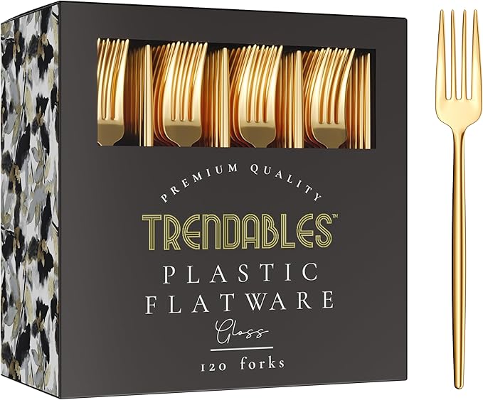 Gold Plastic Forks Disposable Silverware 120 Pack Gold Plastic Cutlery Set Disposable Silverware Set Utensils Forks By Trendables