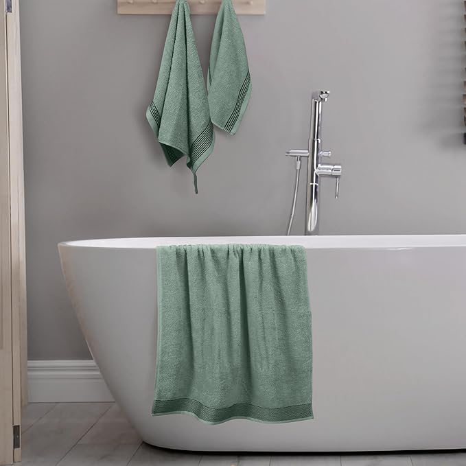 Belizzi Home Ultra Soft 3 Pack Cotton Towel Set, Contains a Bath Towel 28x55 inch, a Hand Towel 16x24 inch & a Wash Coth 12x12 inch, Ideal Everyday use, Compact & Lightweight -Jade