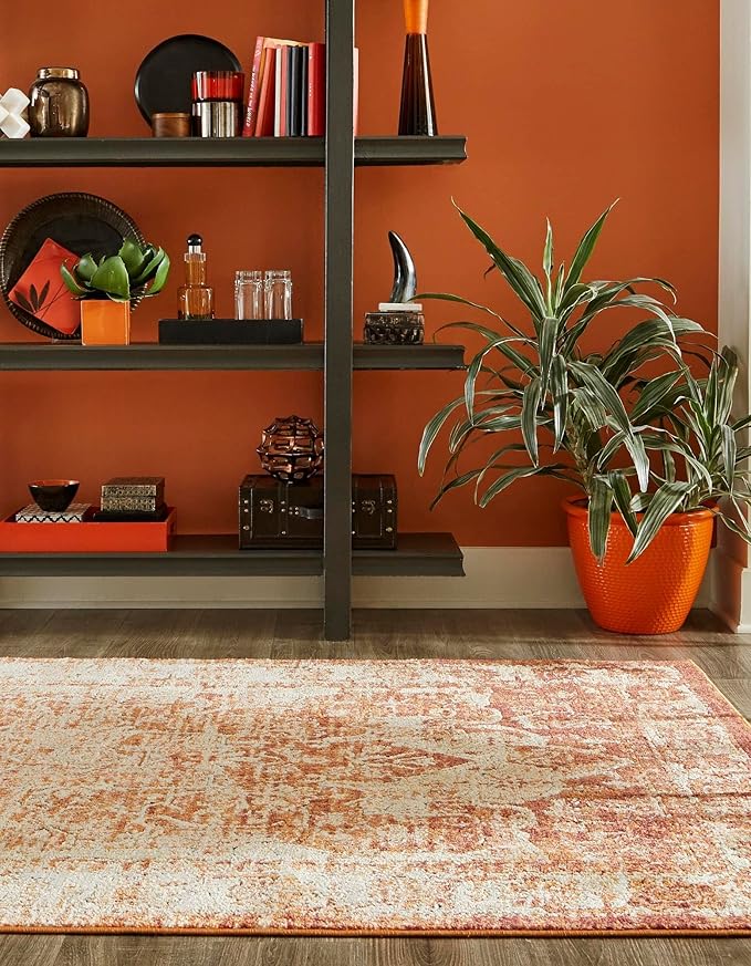 Unique Loom Isabella Collection Area Rug - Adjani (3' 3" x 5' 3" Rectangle, Rust Red/ Black)