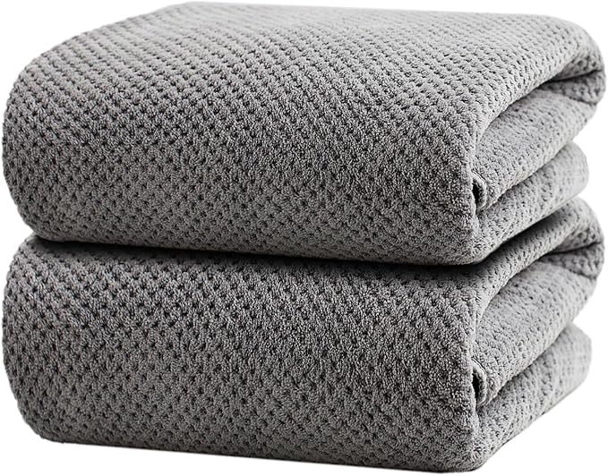 Oversized Bath Towels Extra Large 40x80 Inches Bath Sheets for Adults Super Soft Quick Dry Highly Absobent Microfiber Shower Towels (2 Piece, Grey)…