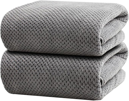 Oversized Bath Towels Extra Large 40x80 Inches Bath Sheets for Adults Super Soft Quick Dry Highly Absobent Microfiber Shower Towels (2 Piece, Grey)…