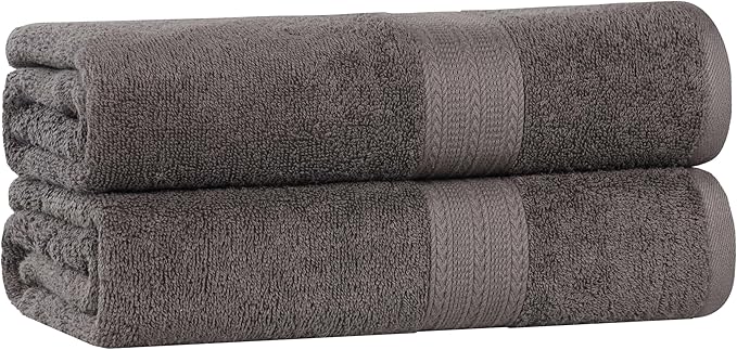 Superior Eco-Friendly Cotton 2-Piece Bath Sheet Set, Oversized Towels for Adults and Kids, Body Towels for Shower, Bath, Quick Dry, Resort, Bathroom Basics, Home, Apartment Essentials, Graphite