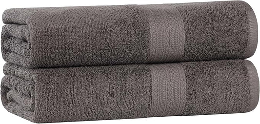 Superior Eco-Friendly Cotton 2-Piece Bath Sheet Set, Oversized Towels for Adults and Kids, Body Towels for Shower, Bath, Quick Dry, Resort, Bathroom Basics, Home, Apartment Essentials, Graphite