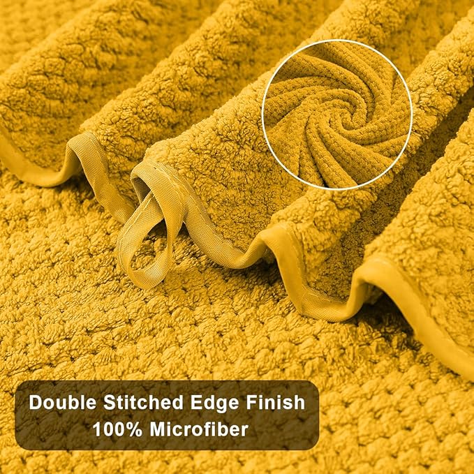 Hailea 8-Piece Yellow Bath Towels Set,2 Oversized Large Bath Towels Sheet,2 Hand Towels and 4 Washcloths - 600 GSM Soft Luxury Towel Set,Highly Absorbent Quick Dry Towel for Bathroom,Hotel and Spa