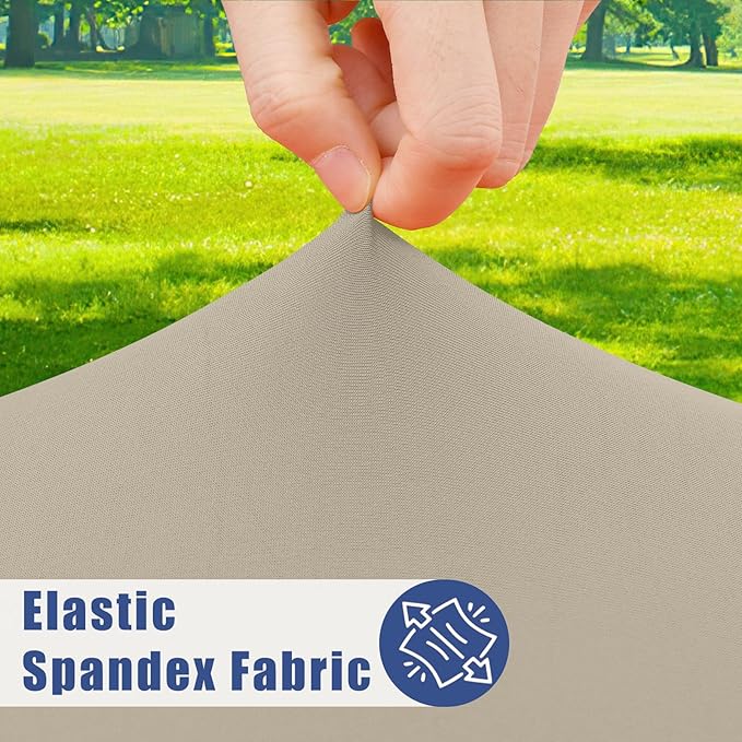 Round Spandex Tablecloth, Elastic Fitted Waterproof Tablecloths for 36"-44" Tables, Stretch Washable Picnic Table Cover for Camping, Dining, Indoor and Outdoor, Taupe