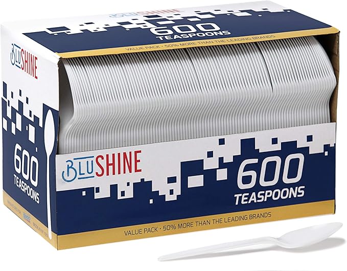 [600 Pack] White Disposable Plastic Tea Spoons - Practical Cutlery for Parties, Lunches, Picnics, and Long Trips - Great for Meals, Desserts, or Appetizers