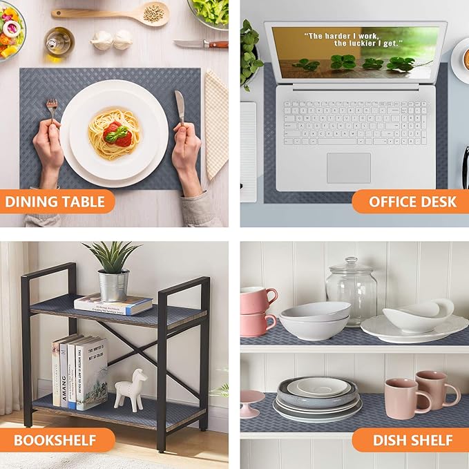 Shelf Liners for Kitchen Cabinets, Waterproof and Oil-Proof Kitchen Cupboard Liner, Refrigerator Liners and Plastic Drawer Mats EVA Non Adhesive Shelves, Fridge - Gray 11.8 x 118 Inches