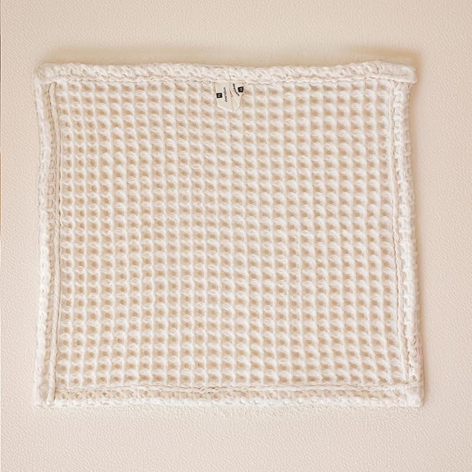Waffle Washcloths Set of 8 Natural Undyed - Premium Quality 100% Turkish Cotton Face Washcloth, Soft Makeup Towel, Shower Cloth, Kitchen Towel (Natural, Set of 8 Washcloths)