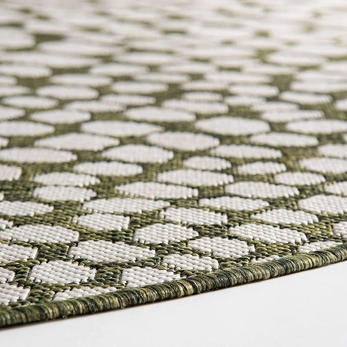 Unique Loom Outdoor Collection Area Rug - Cape Town (4' 1' Round, Green/ Ivory)