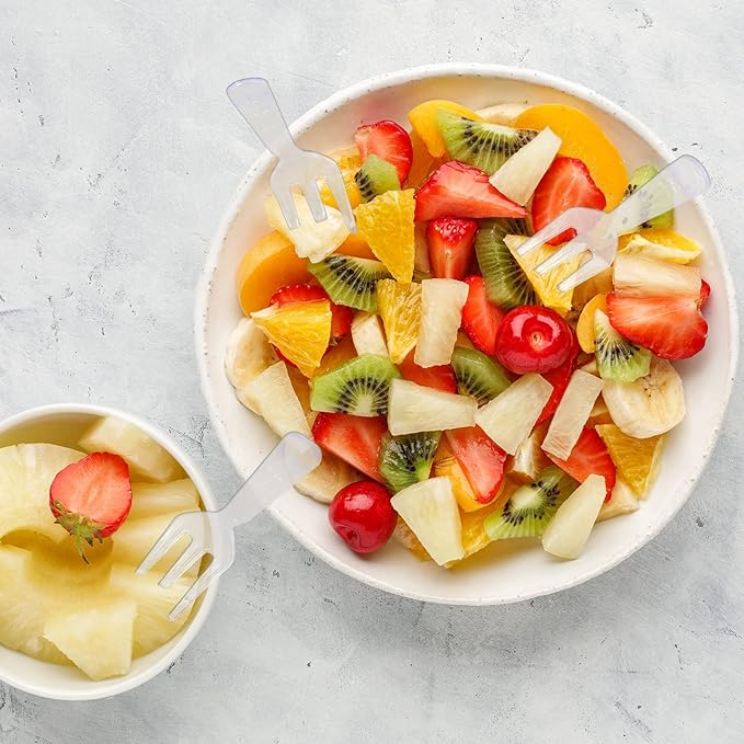 Skylety 500 Pcs Plastic Mini Forks 3.7 x 0.6 Inch Tiny Small Disposable Appetizer Cocktail Tasting Forks Utensils for Fruit Dessert Cakes Serving Supply(Clear)