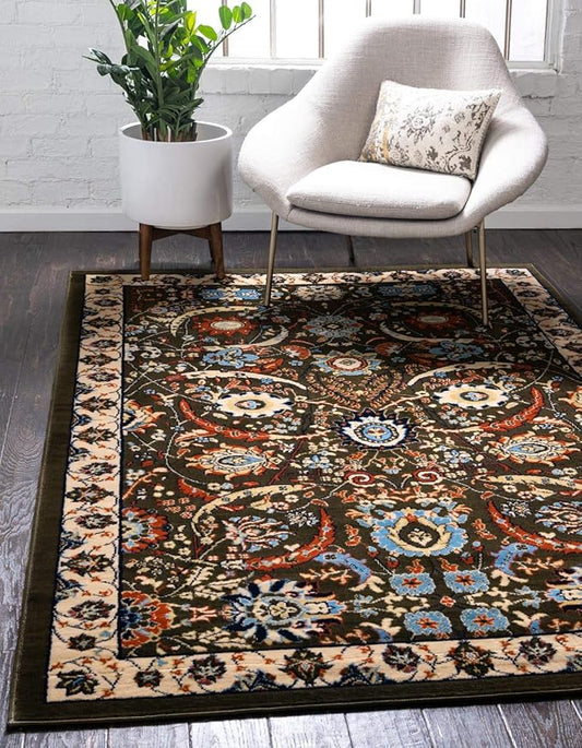 Unique Loom Espahan Collection Area Rug - Cape Cod (2' 2" x 3' 1" Rectangle, Green/ Black)