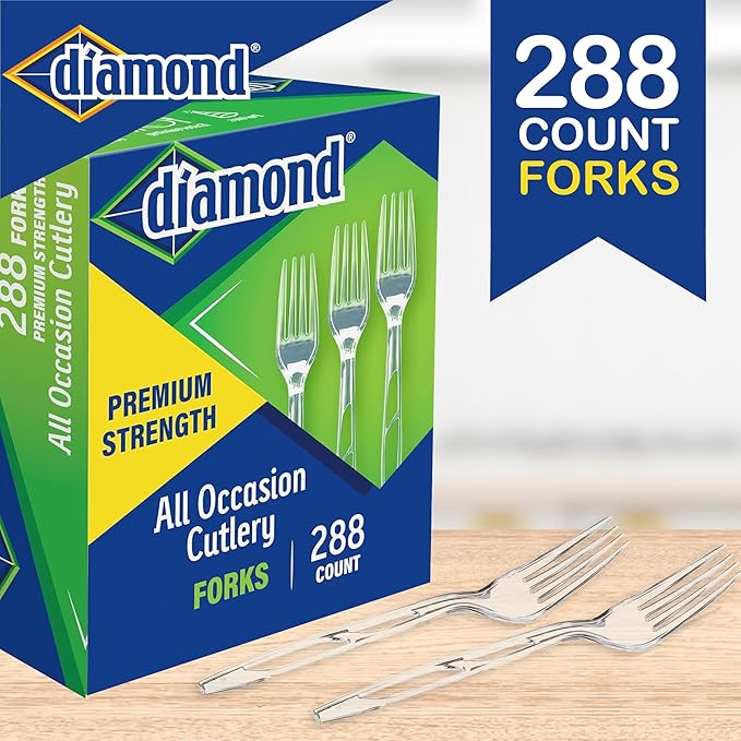 Diamond® All Occasion Clear Disposable Cutlery Set 288 Count (288 Forks Set)