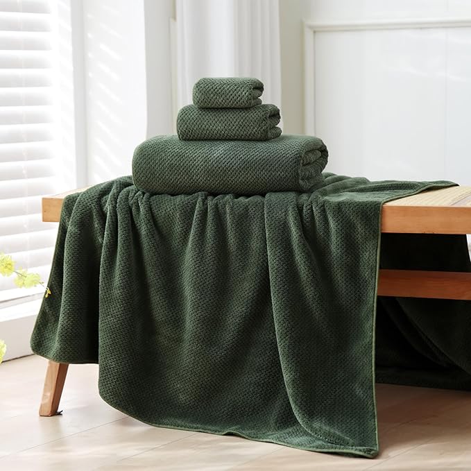 40x80 Inches Bath Sheets Towels for Adults Oversized Bath Towels Extra Large Luxury Super Soft Absorbent Quick Dry Microfiber (Olive Green,6PCS)