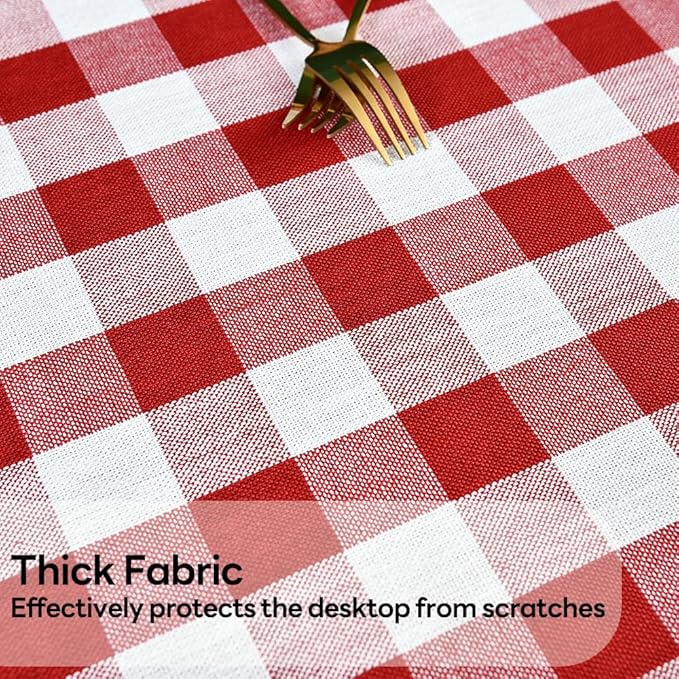 Gingham Tablecloth Rectangle Table Cloth Heavy Duty Cotton Checkered Table Cover for Spring Picnic Kitchen Dining(C-Red, 52x98 inch)