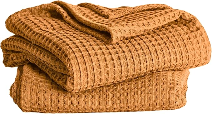 Premium Waffle Bath Towels Pack of 2 Extra Large 35x71 inch - 100% Turkish Cotton, Waffle Weave, Quick Dry, Lint Free, Oversized, Thin Bath Sheet Towel (Caramel, Set of 2 Bath Towels)