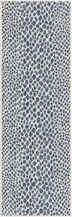 Unique Loom Outdoor Collection Area Rug - Cape Town (2' x 6' 1" Runner, Blue/ Olive)