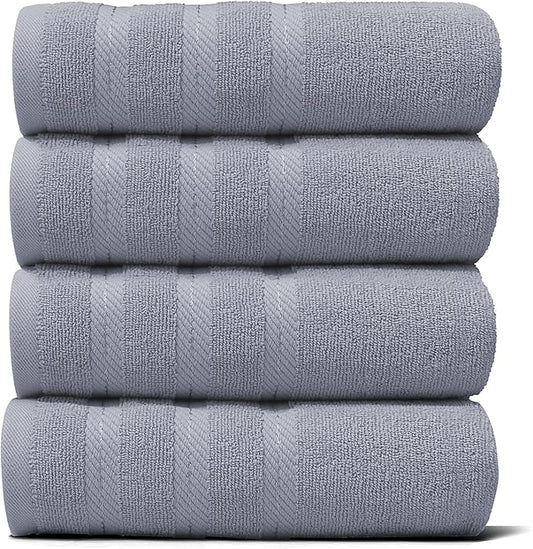 Hearth & Harbor Luxury Hand Towels - 100% Ring Spun Cotton Hand Towels for Bathroom, Shower, Spa, Soft & Absorbent Towels, 4 Piece Set, Stone Blue
