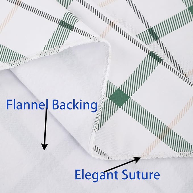 Heavy Duty Vinyl Tablecloth with Flannel Backing Waterproof Oil-Proof Plastic Table Cloth Stain-Resistant Wipeable Rectangle or Square Table Cover for Indoor and Outdoor (Green Plaid,60x84 Inch)