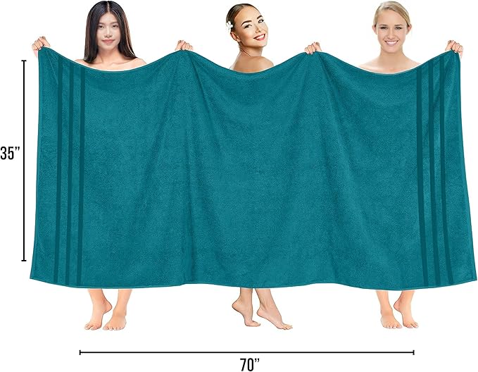 RIVERSIDE Pack of 2 Extra Large Bath Sheets 35 x 70 Inches - 100% Ring Spun Cotton Hotel Quality Oversized Bath Towels - Super Soft, Highly Absorbent & Quicker to Dry - Teal