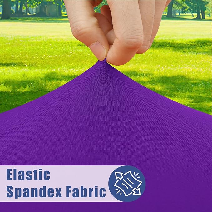 Round Spandex Tablecloth, Elastic Fitted Waterproof Tablecloths for 36"-44" Tables, Stretch Washable Picnic Table Cover for Camping, Dining, Indoor and Outdoor, Purple