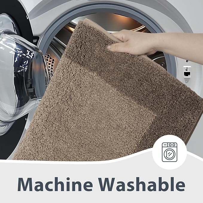 Bathroom Rugs U-Shaped 20" x 24", Non-Slip Extra Soft Absorbent Bath Rugs, Machine Washable Quick Dry Bath Mats for Toilet Base, Grayish Brown & Coffee