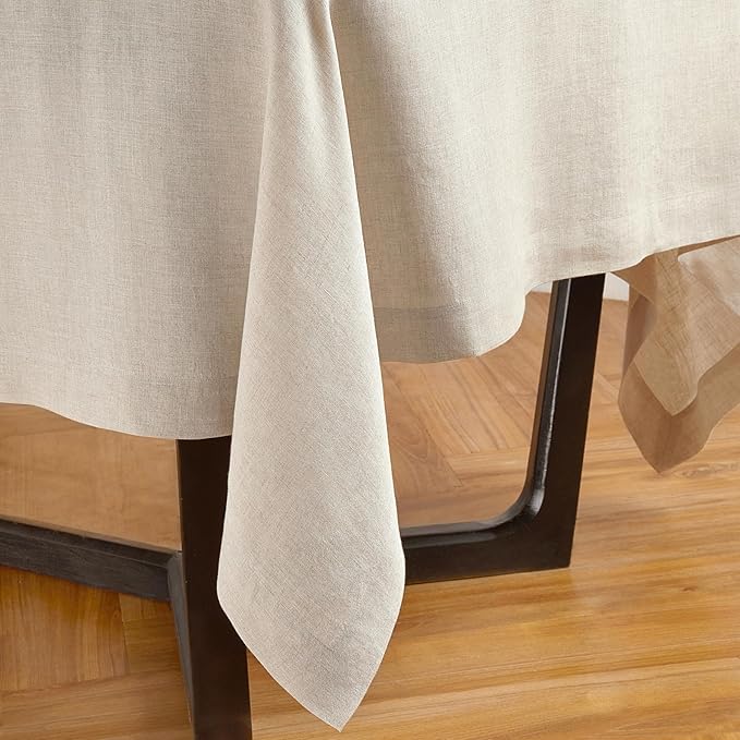 Solino Home Linen Tablecloth for Rectangle Tables 70 x 108 Inch - 100% Pure Linen Flax Table Cloth - Sonoma, Machine Washable Cloth Tablecloth for New Year