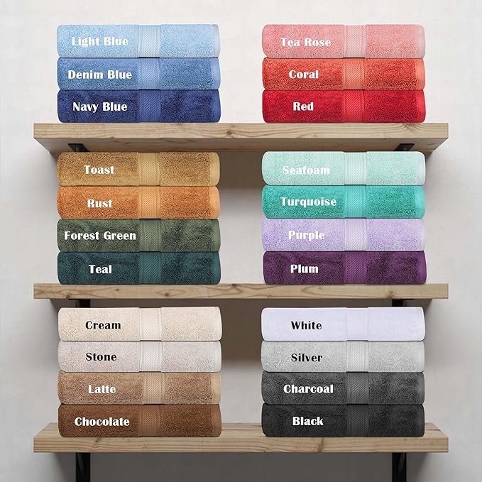 Superior Egyptian Cotton Pile Bath Sheet Set of 2, Ultra Soft Luxury Towels, Thick Plush Essentials, Absorbent Heavyweight, Guest Bath, Hotel, Spa, Home Bathroom, Shower Basics, Red