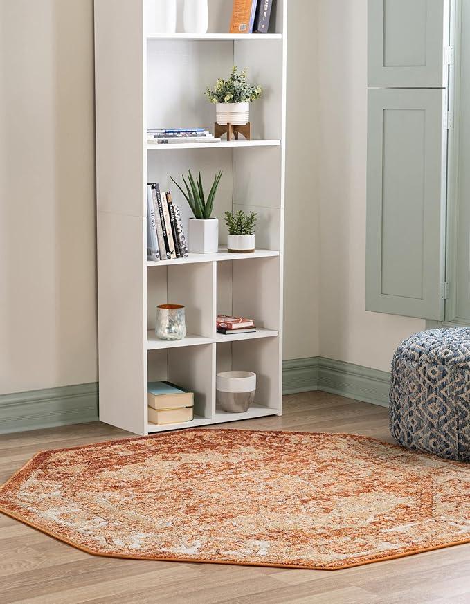 Unique Loom Isabella Collection Area Rug - Adjani (7' 10" Octagon, Rust Red/ Black)