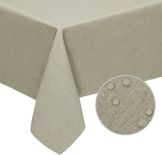 Easy-Going Faux Linen Waterproof Spill-Proof Tablecloth Stain Resistant Rectangle Table Cloth Wrinkle Free Decorative Fabric for Kitchen, Dining, Party, Weddings, Restaurants (60x102 in, Linen)