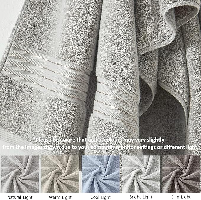 COZYART Silver Grey Bath Towels for Bathroom 2 Pcs, 27x54 Cotton Towel Set Super Soft Highly Absorbent Durable 650 GSM Shower Towels for Daily Use