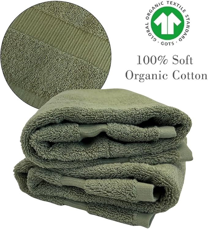 Sage Initial Hand Towel for Bathroom - Monogrammed Luxury Hotel Quality Decorative Embroidered Towel for Powder Room, Spa - GOTS Organic Certified - Set of 2 Letter P