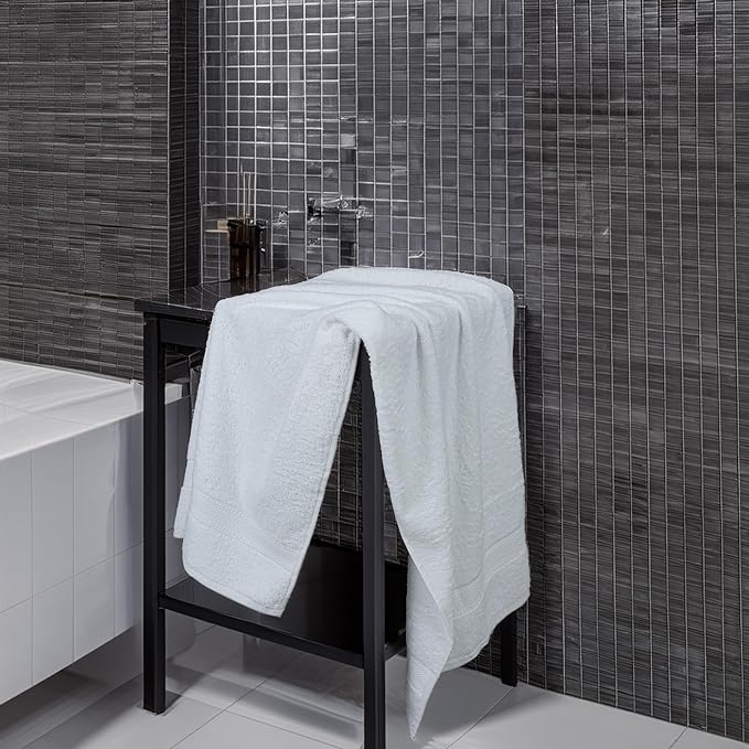 Large Bath Towels Set of 6 – 100% Cotton Terry – 24" x 50" – Quick Dry, Soft & Highly Absorbent – White Towels for Bathroom, Gym, Spa, Pool & Daily Use