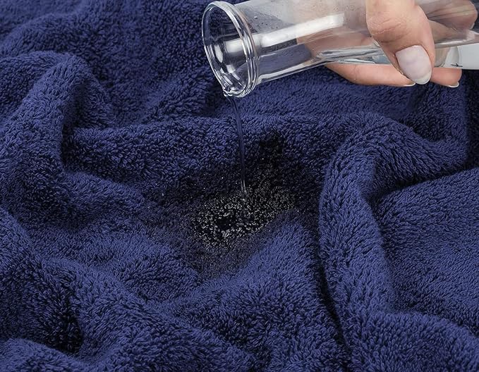 24 Pack Premium Hand Towels – 100% Cotton, Soft & Highly Absorbent – 16x27 Inches, Navy Blue Bulk Towels for Bathroom, Spa, Gym & Daily Use