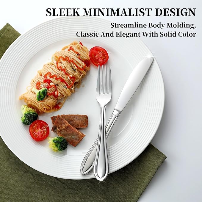 Silverware Set, 20 Piece Flatware Cutlery Set for 4,18/0 Stainless Steel Utensils,Mirror Polished Dishwasher Safe, Modern Tableware for Home, Restaurant, Wedding, Party