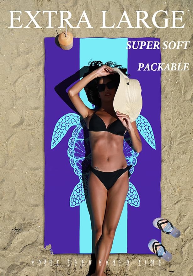 4 Pack Microfiber Lightweight Thin Beach Towel Sand Free Quick Dry Super Absorbent Large Towels for Swimming Pool Yoga Gym Travel Vacation Beach Accessories Essentials for Adults