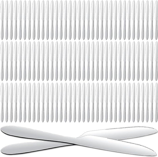 Nuenen 150 Pieces Dinner Knives Set, 8.3 Inches Durable Butter Knife Stainless Steel Serrated Table, Steak Silverware for Home, Restaurant, Kitchen, Dishwasher Safe and Mirror Polished