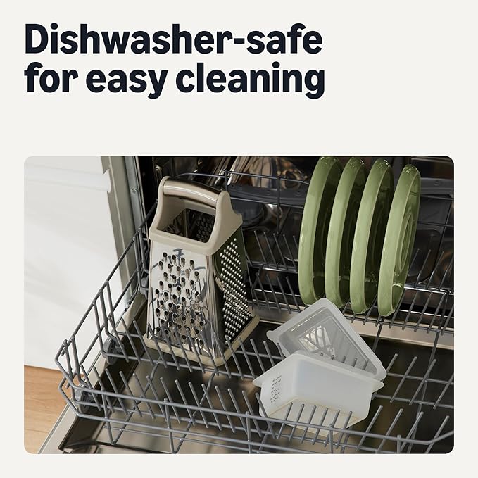 Amazon Basics Glazed Stoneware Dinner Plates, Ceramic 4-Piece Set, Microwave and Dishwasher-Safe, 10.5 in., Olive