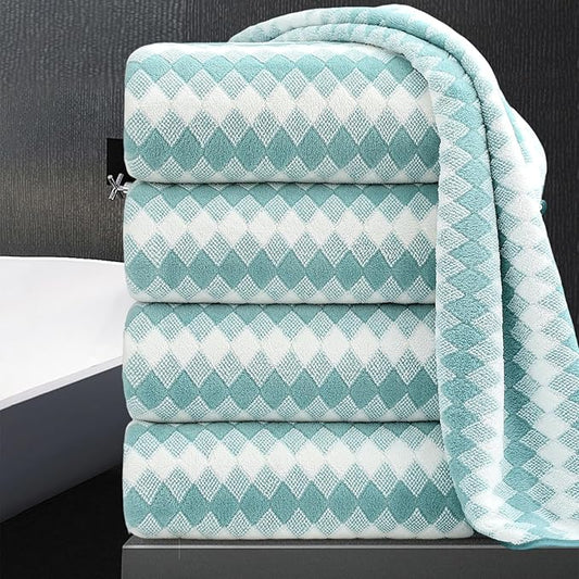 4 Piece Bath Towel Set Oversized Bath Sheet 35"x70" Bathroom Towel Extra Large Towel Set Soft Highly Absorbent & Quick Dry Premium Bath Sheet for Bathroom 600GSM Shower Towel Spa Gym Hotel,Aqua