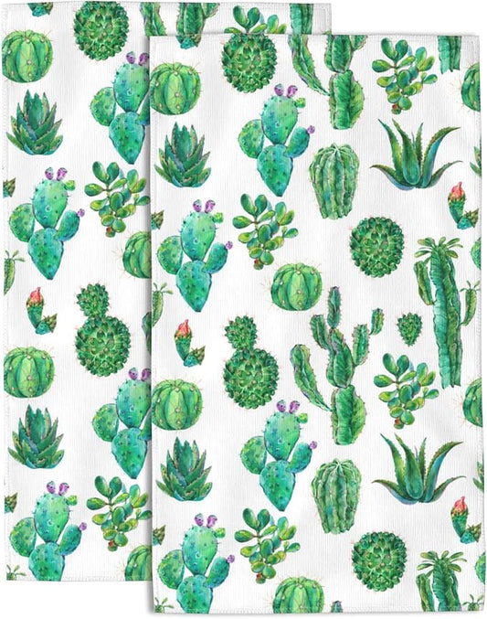 Watercolor Cactus Hand Towel for Bathroom Set of 2 Hand Bath Towels Soft Absorbent Decorative Towels for Bathroom Kitchen Yoga Home Decor 14 x 28 in