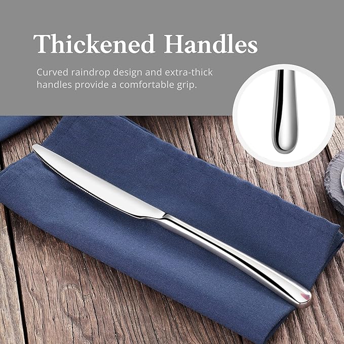 Artaste Rain II Forged 18/10 Stainless Steel (Stainless Steel (Set of 12), Dinner Knife (9.5-Inch))