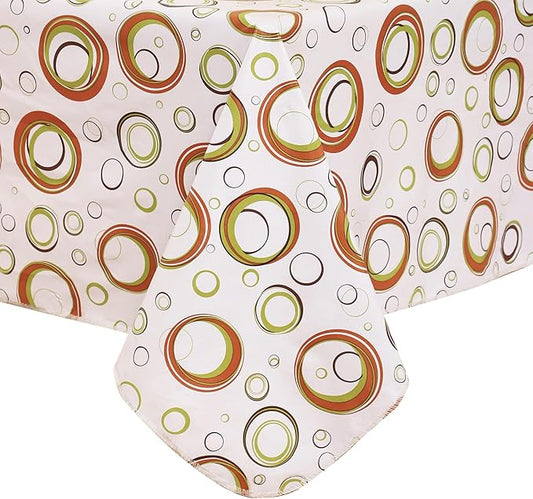 Walrus Heavy Duty Vinyl Tablecloth with Flannel Backing Waterproof Oil-Proof Plastic Table Cloth Stain-Resistant Wipeable Rectangle or Square Table Cover for Indoor and Outdoor (Circle,52x70 Inch)