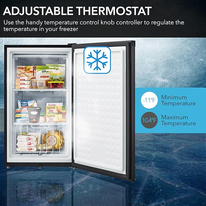 Whynter Upright Freezer with Lock, 3 Cu. Ft. Small Freezer Mini Freezer for Bedrooms, Dorms, Garages, Offices CUF-301SS, Stainless Steel, Energy Star