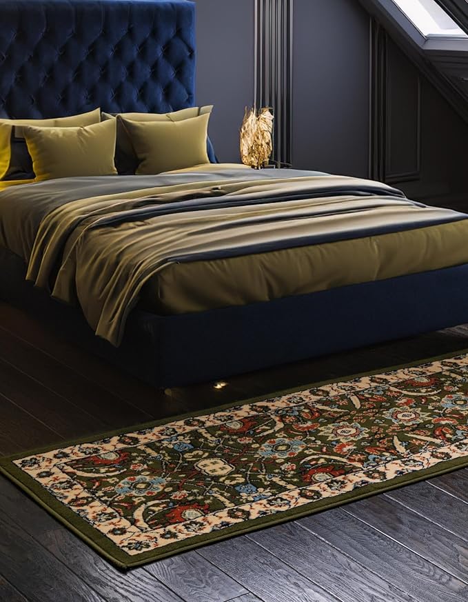 Unique Loom Espahan Collection Area Rug - Cape Cod (2' 2" x 8' 2" Runner, Green/ Black)