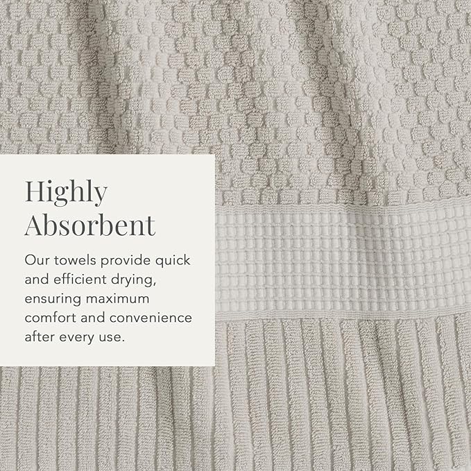 NY Loft 100% Cotton Bath Towel Set of 4 | Grey Towels | Oeko-TEX® Standard 100 | Soft & Absorbent, Quick-Dry Bath Towels | 30" x 52" | | Trinity Collection - Quiet Grey