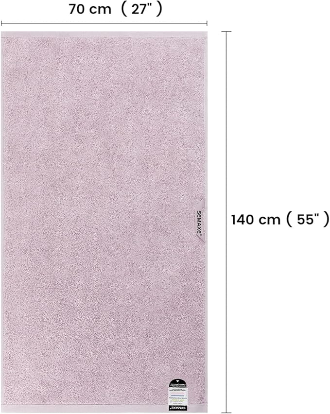 SEMAXE Purplish Red Bathroom Towel, 100% Cotton Bath Towel with Hanging Loop and Smart Tag, Hotel & Spa Quality Soft Absorbent Towel, Gift Box Packaging, 1 Pc Bath Towel, 55" L x 27" W