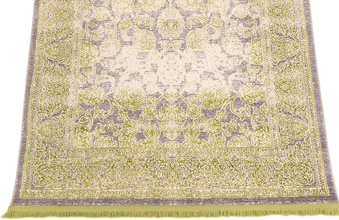 Modern Carved Vintage 3 feet by 5 feet (3' x 5') Arcadia Light Green Contemporary Area Rug