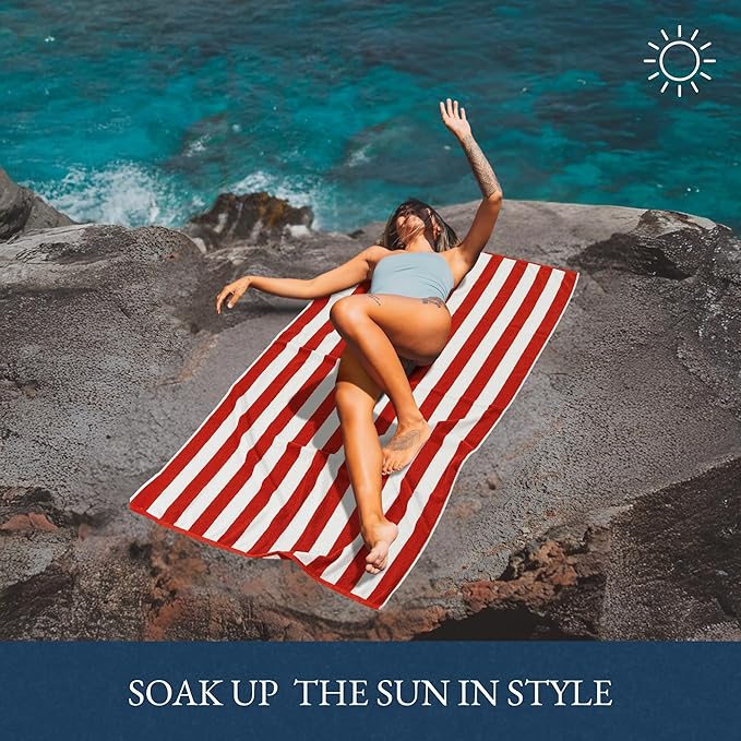 LANE LINEN Large Beach Towel - Pack of 2 Beach Towels Set, 100% Cotton Oversized Beach Towels, Quick Dry Pool Towel Oversized (30' x 60”), Soft & Absorbent, Beach Towel for Women - Red